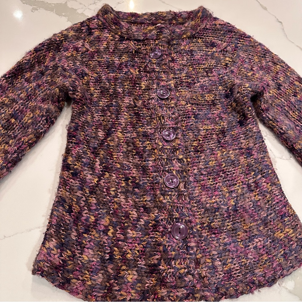 Leo & Nicole Chunky Knit Cardigan Women’s S Wool Blend Colorful Grandma Cottage